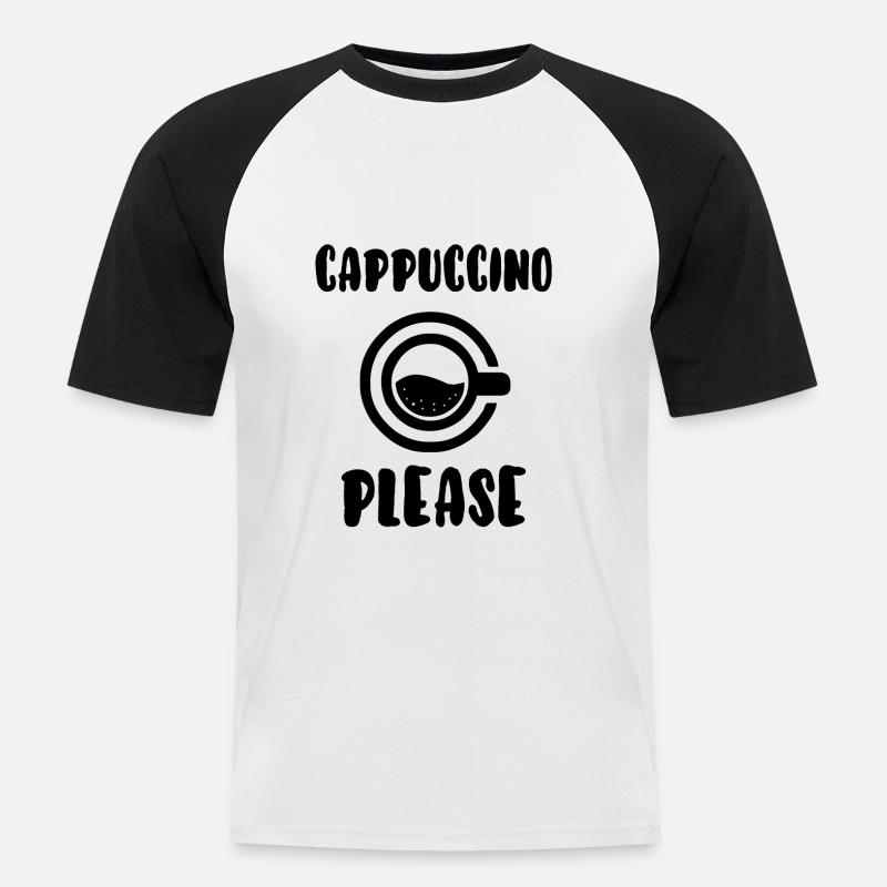 Cappuccino bitte - Männer Baseball-T-Shirt - Weiß/Schwarz