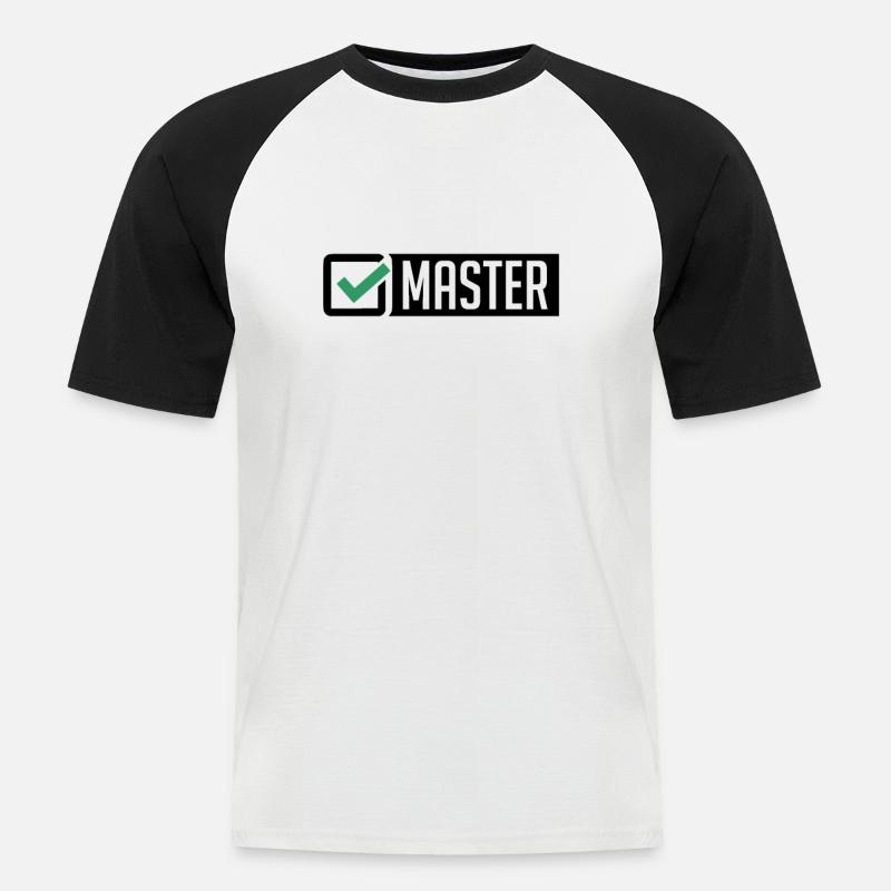 Master Abschluss Promotion Sponsion Uni Geschenk - Männer Baseball-T-Shirt - Weiß/Schwarz