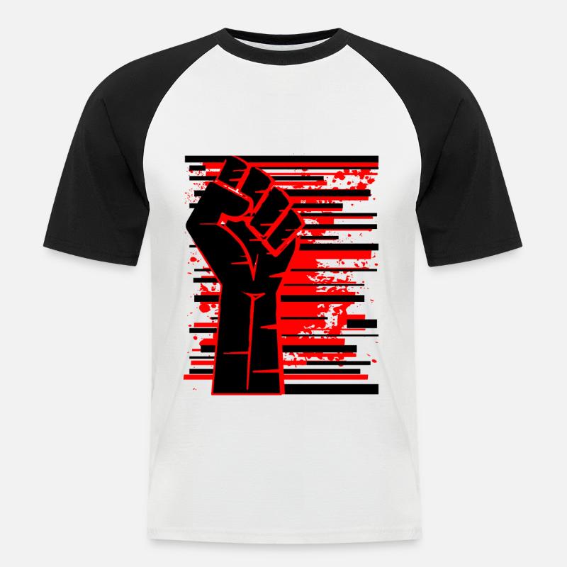 Faust rot schwarz - Männer Baseball-T-Shirt - Weiß/Schwarz