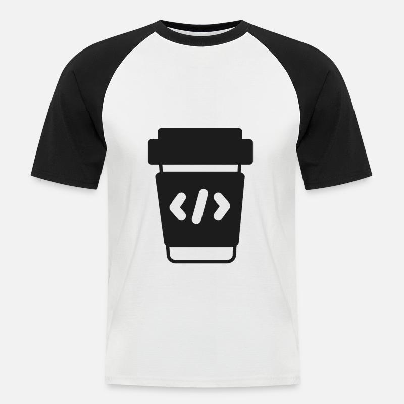 Programmer Coder Coding Coffee - Men's Baseball T-Shirt - white/black