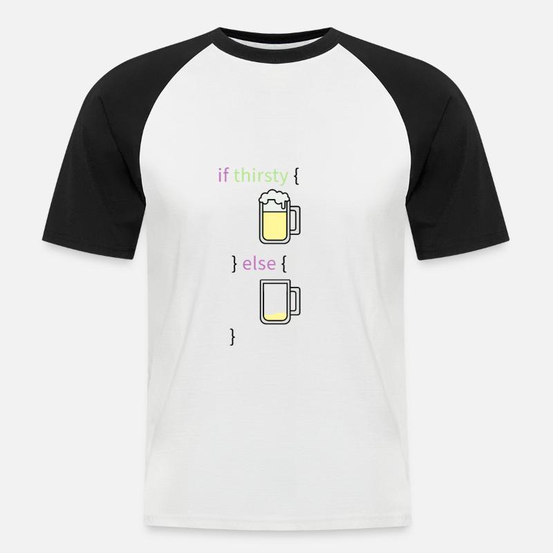 Programmiersprache Coder Coding Bier Programmierer - Männer Baseball-T-Shirt - Weiß/Schwarz