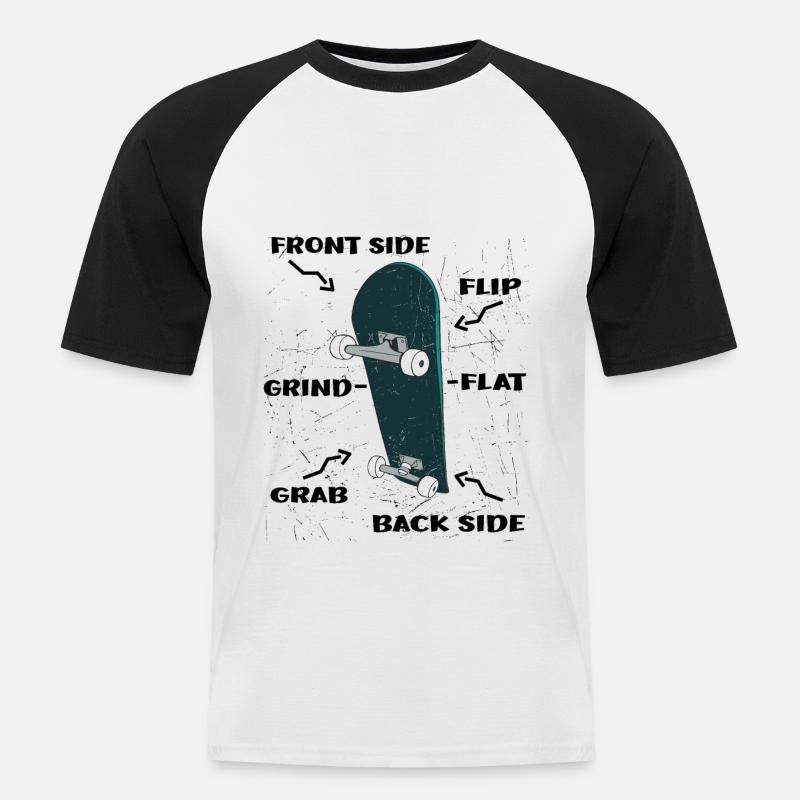 Skateboard Features - Skateboarding Skateboarder - Männer Baseball-T-Shirt - Weiß/Schwarz