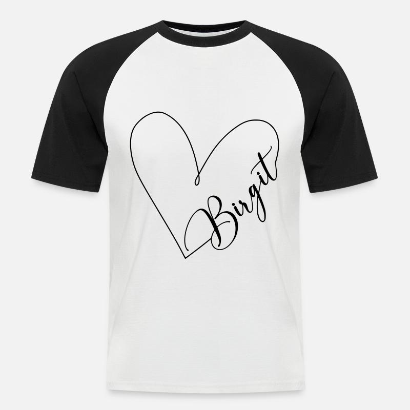 Birgit Name Herzlinie - Men's Baseball T-Shirt - white/black