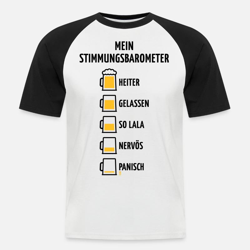 Mein Stimmungsbarometer (Bier / V1 / POS) - Männer Baseball-T-Shirt - Weiß/Schwarz