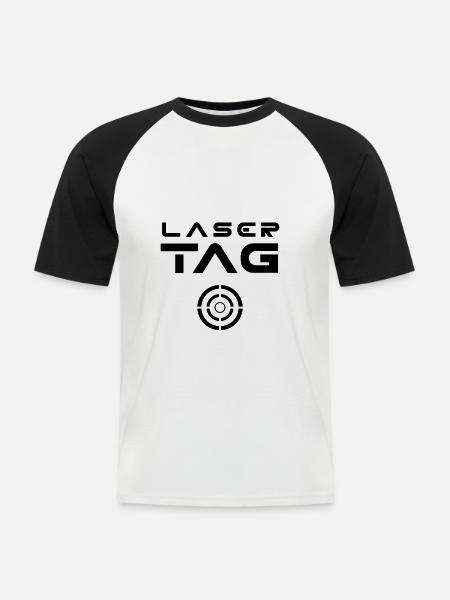 Étiquette laser - T-shirt baseball manches courtes Homme - blanc/noir