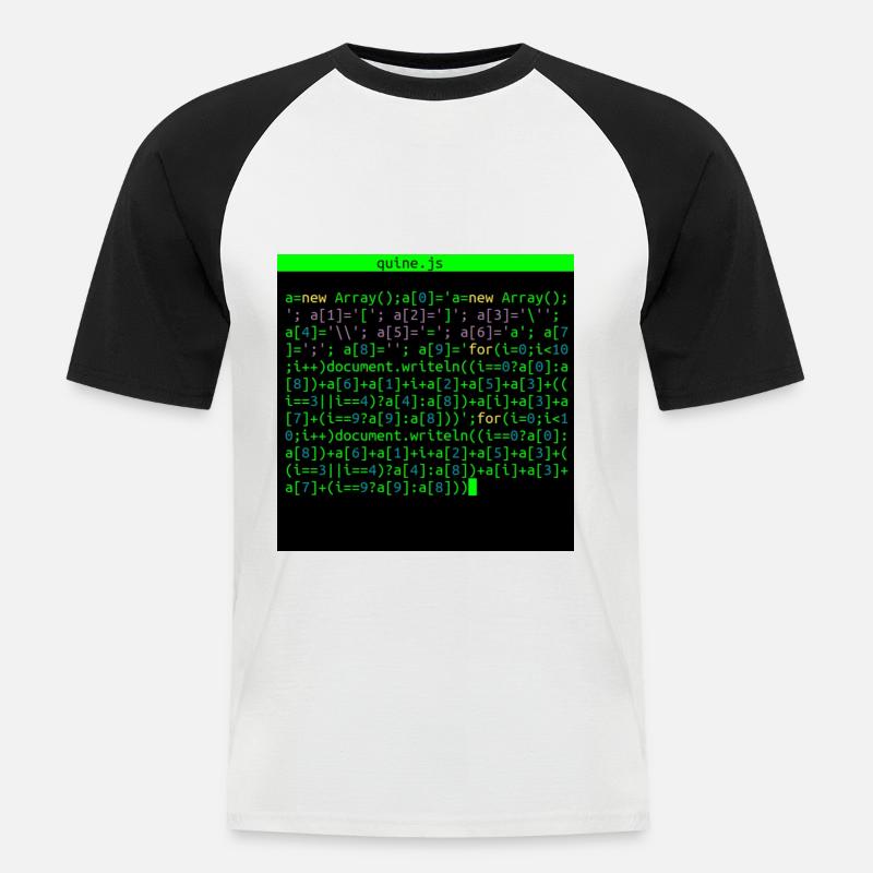 quine javascript - Männer Baseball-T-Shirt - Weiß/Schwarz