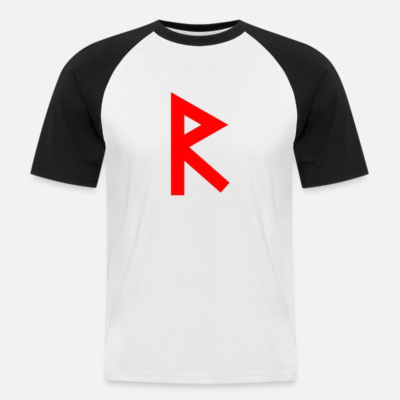 Raido Rune der Wikinger - Männer Baseball-T-Shirt - Weiß/Schwarz