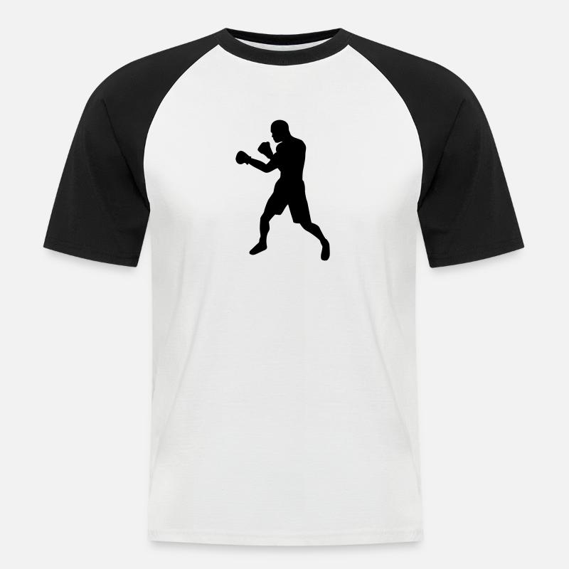Boxen - Männer Baseball-T-Shirt - Weiß/Schwarz