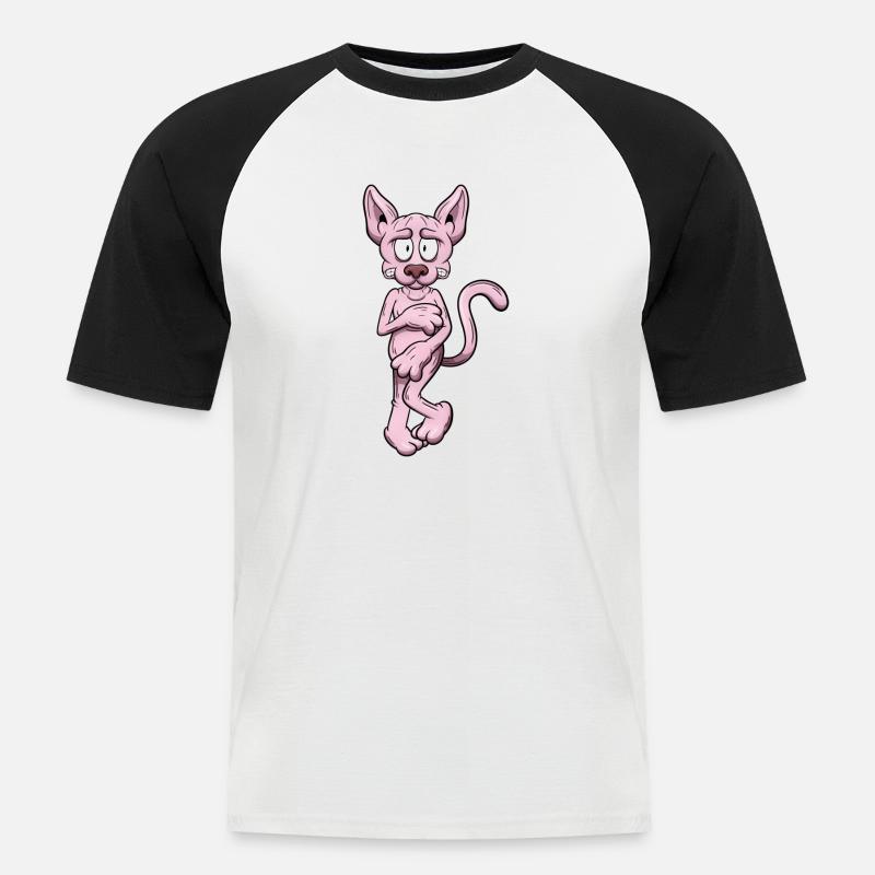 Nackte Sphynx Katze - Männer Baseball-T-Shirt - Weiß/Schwarz