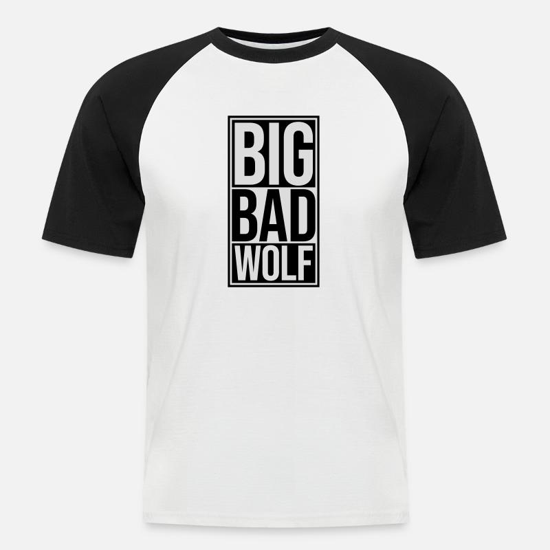 big bad wolf Zitat - Männer Baseball-T-Shirt - Weiß/Schwarz