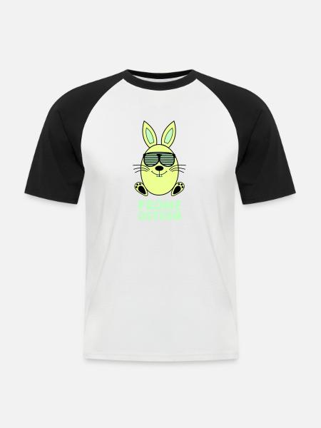 frohe ostern hase - Männer Baseball-T-Shirt - Weiß/Schwarz