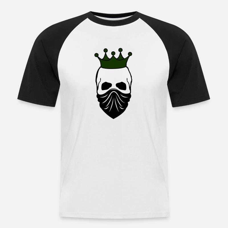 skull bandit king 02 - Männer Baseball-T-Shirt - Weiß/Schwarz