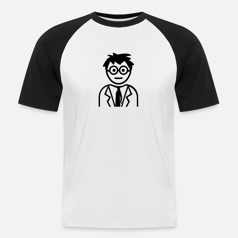 Professor - Männer Baseball-T-Shirt - Weiß/Schwarz