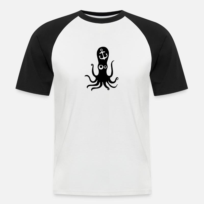 Anker mit Nautilus - Männer Baseball-T-Shirt - Weiß/Schwarz