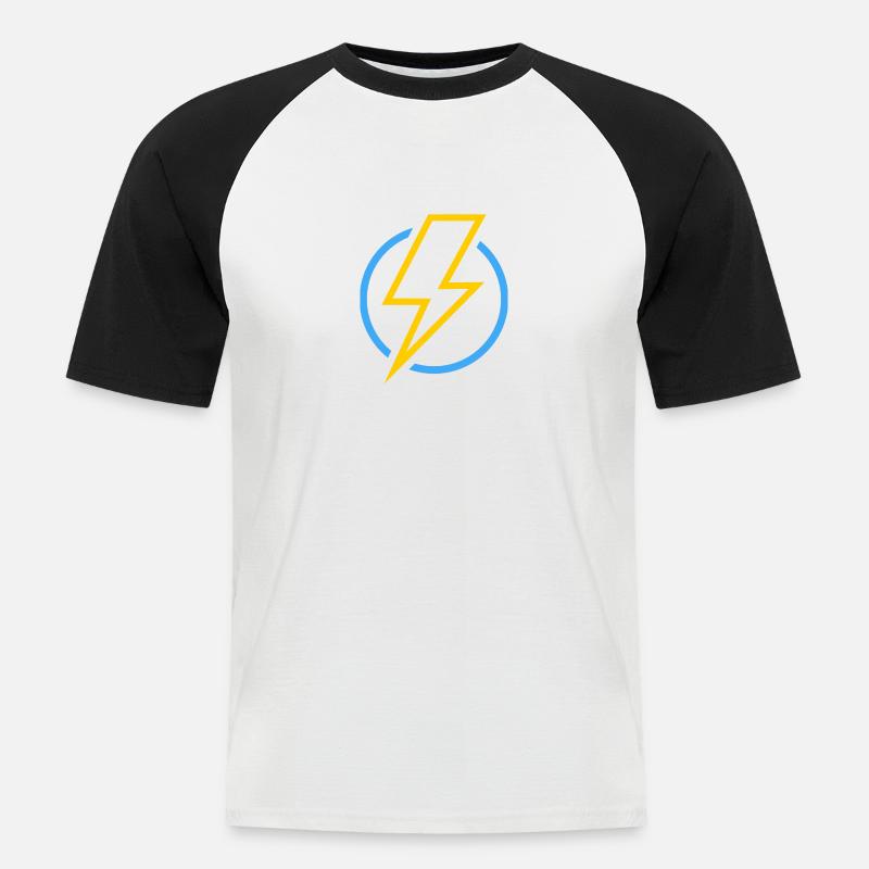 Fulmine - Maglia da baseball a manica corta da uomo - bianco/nero