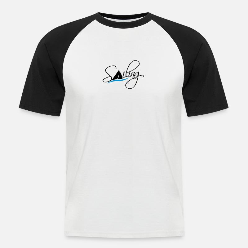Sailing Logo Design - Männer Baseball-T-Shirt - Weiß/Schwarz