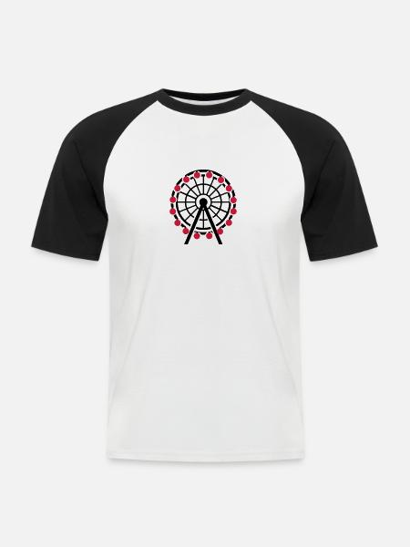 Riesenrad - Männer Baseball-T-Shirt - Weiß/Schwarz