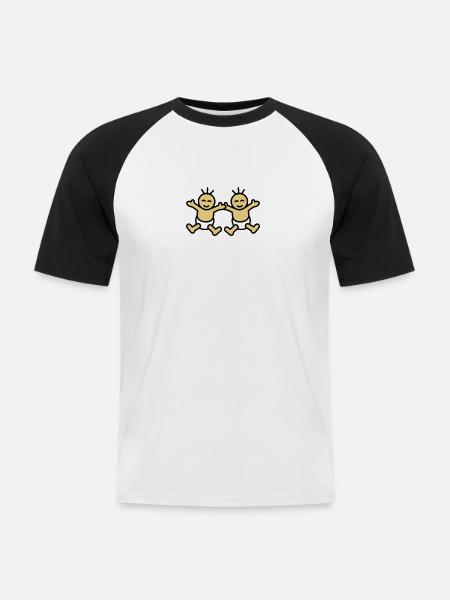 Twin Babys - Men's Baseball T-Shirt - white/black