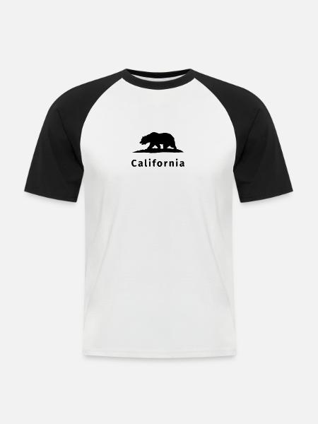 California - Männer Baseball-T-Shirt - Weiß/Schwarz