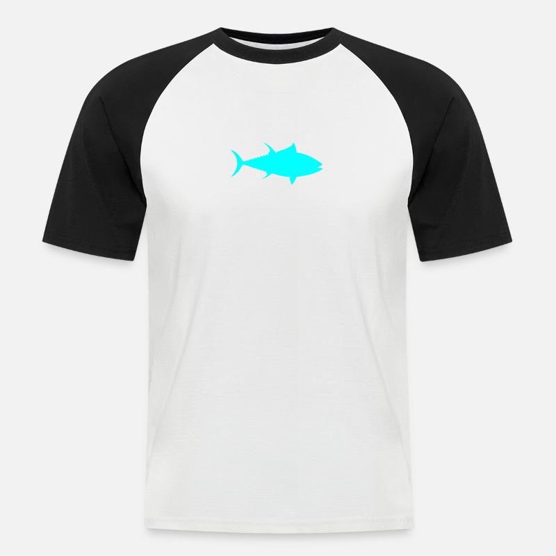 Thunfisch - Männer Baseball-T-Shirt - Weiß/Schwarz
