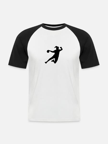 Handballerin - Männer Baseball-T-Shirt - Weiß/Schwarz