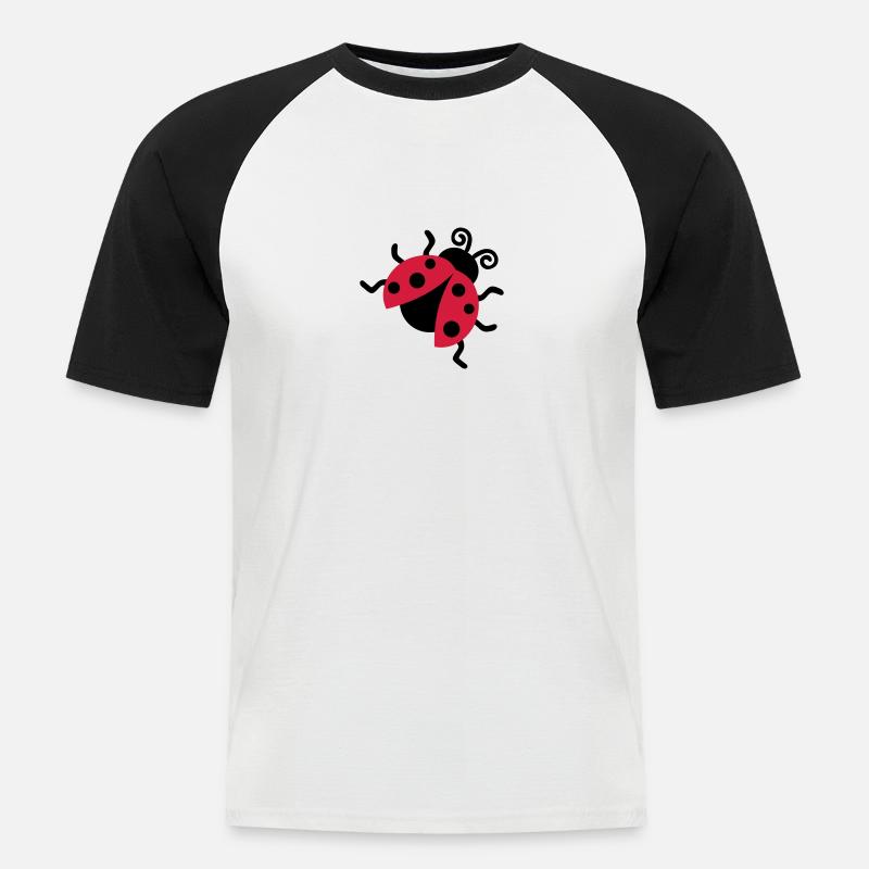 Marienkäfer - Männer Baseball-T-Shirt - Weiß/Schwarz
