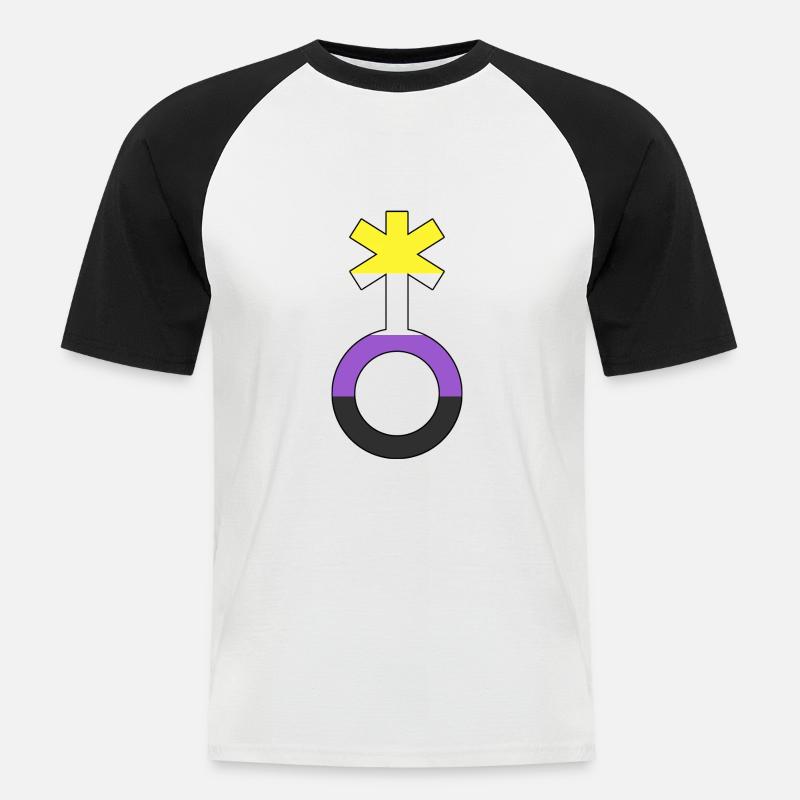 Non-binary symbol non-binary non-binary gender - Men's Baseball T-Shirt - white/black