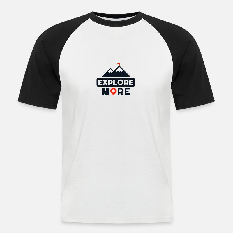 Explore More - Männer Baseball-T-Shirt - Weiß/Schwarz