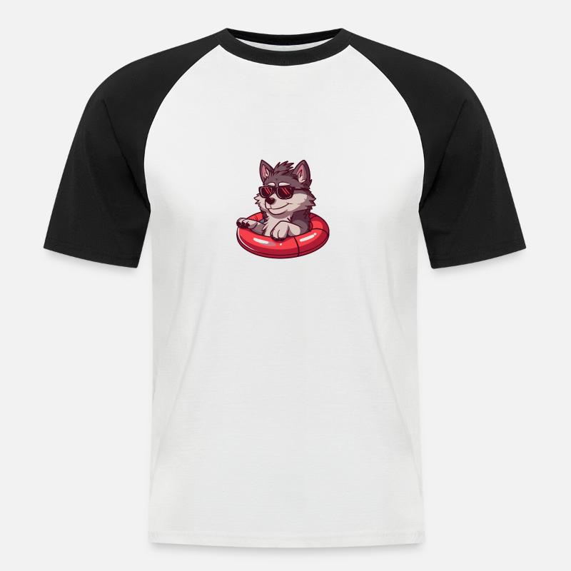 Wolf Comic Cool - Männer Baseball-T-Shirt - Weiß/Schwarz