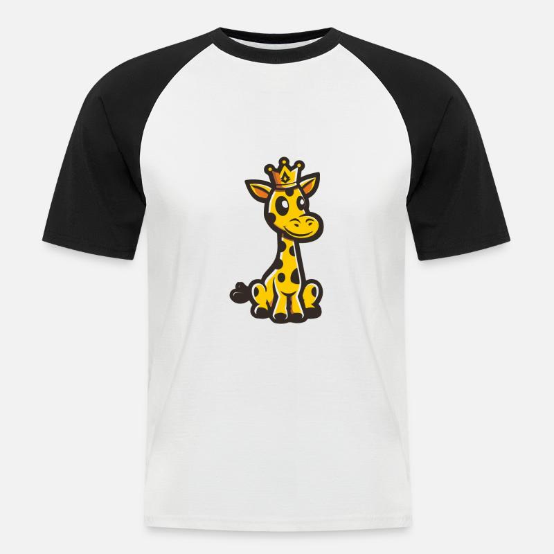 Giraffe Comic Krone - Männer Baseball-T-Shirt - Weiß/Schwarz