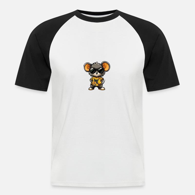 Mouse Comic Cool Summer - Men's Baseball T-Shirt - white/black