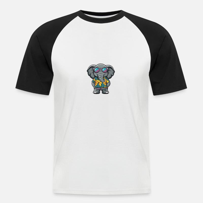Mammut Comic Cool Sommer - Männer Baseball-T-Shirt - Weiß/Schwarz