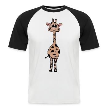 girafe - T-shirt baseball manches courtes Homme - blanc/noir - Devant - Nik (191cm)