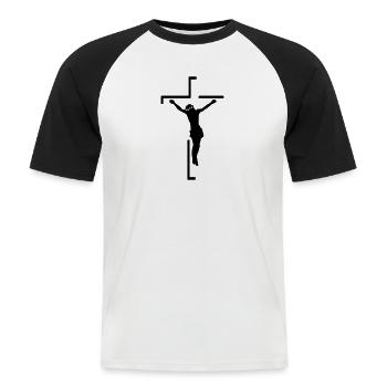 Jesus - Men's Baseball T-Shirt - white/black - Front - Nik (191cm)