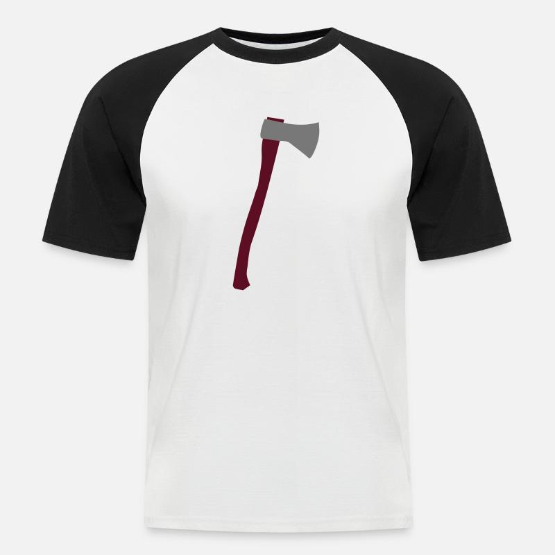 Axt - Männer Baseball-T-Shirt - Weiß/Schwarz