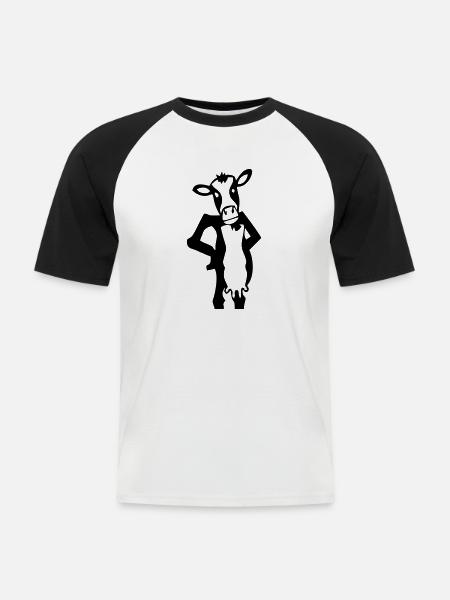 Cow cow cows - Men's Baseball T-Shirt - white/black