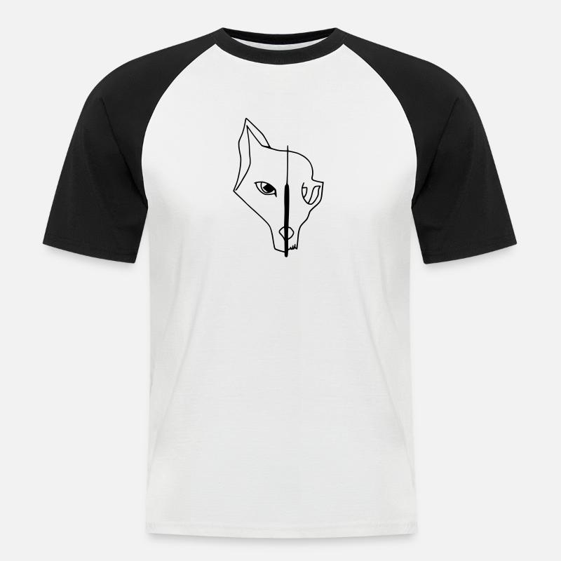 Fox Skull - Männer Baseball-T-Shirt - Weiß/Schwarz