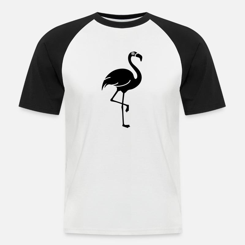 Flamingo - Männer Baseball-T-Shirt - Weiß/Schwarz
