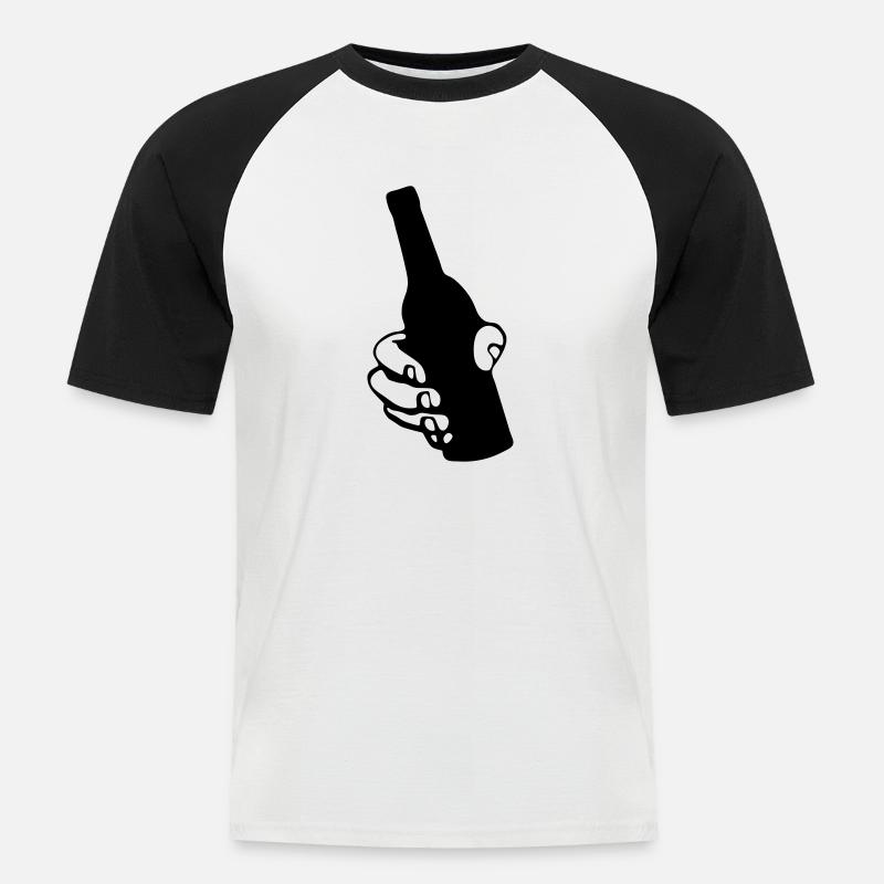 hand mit bierflasche - Männer Baseball-T-Shirt - Weiß/Schwarz