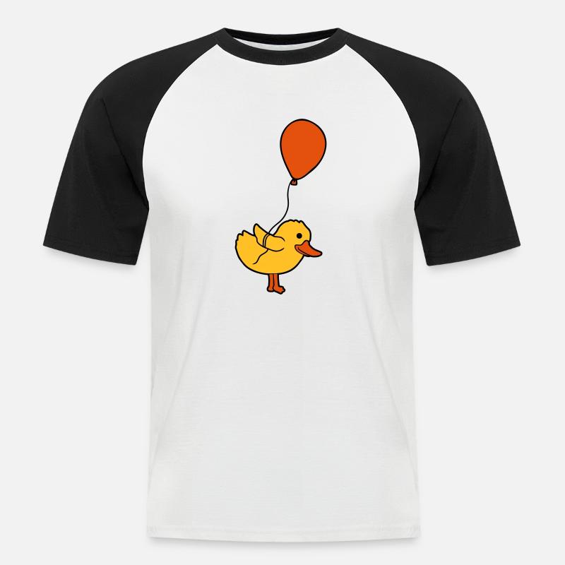 Luftballon kleines Küken Comic - Männer Baseball-T-Shirt - Weiß/Schwarz