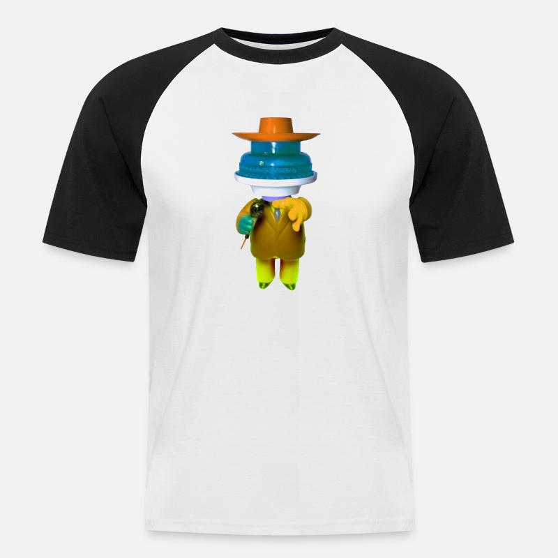 70' Disco Mann - Männer Baseball-T-Shirt - Weiß/Schwarz