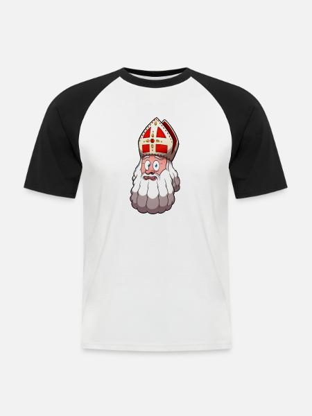 Saint Nicholas Face - Men's Baseball T-Shirt - white/black
