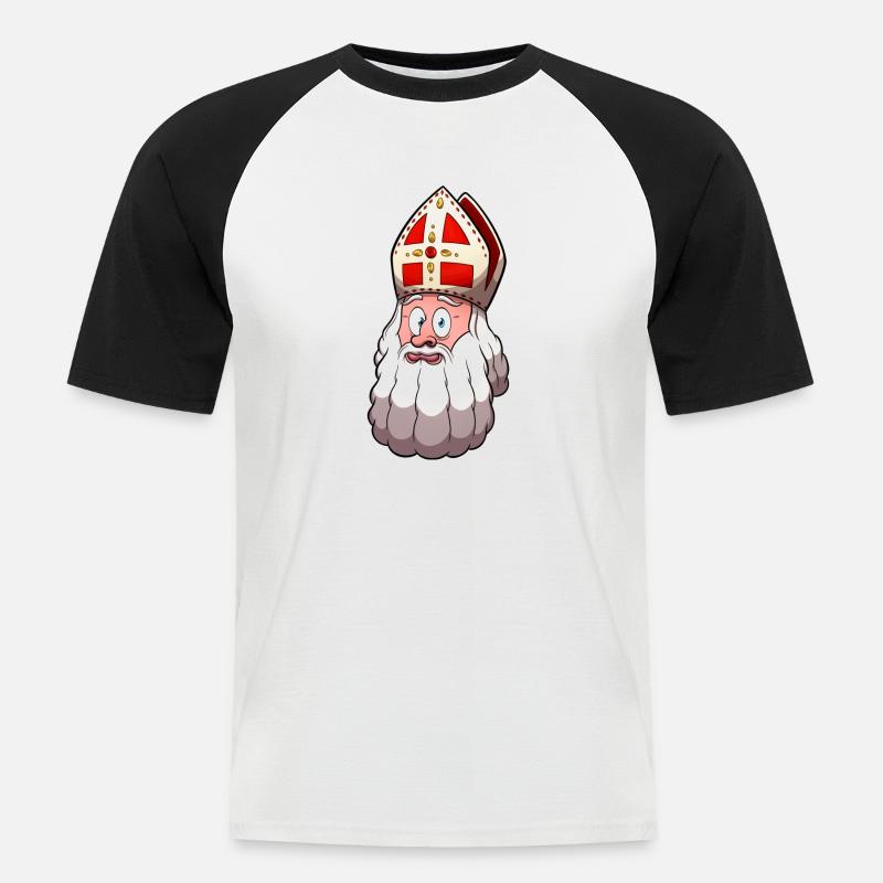 St. Nikolaus Gesicht - Männer Baseball-T-Shirt - Weiß/Schwarz