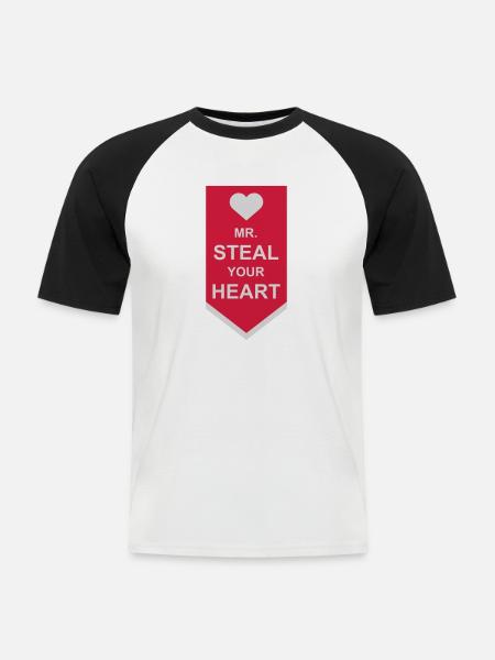 Mr steal your heart - Men's Baseball T-Shirt - white/black