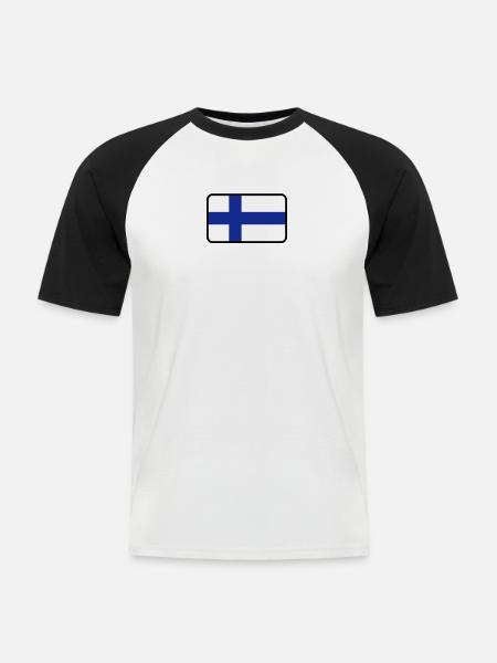 National Flag Of Finland - Men's Baseball T-Shirt - white/black