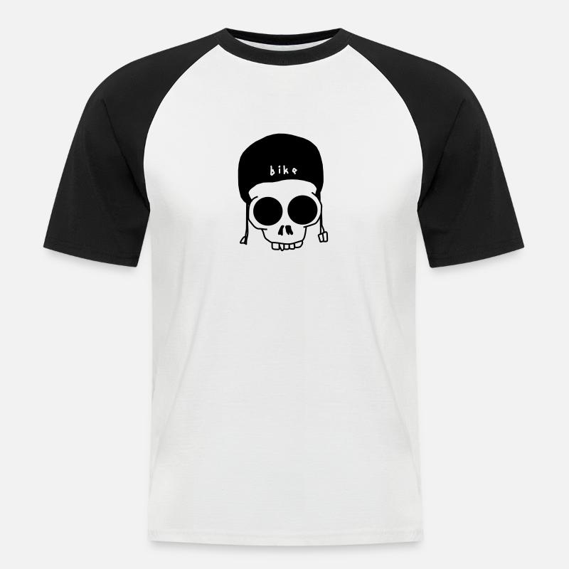 skull biker - Männer Baseball-T-Shirt - Weiß/Schwarz