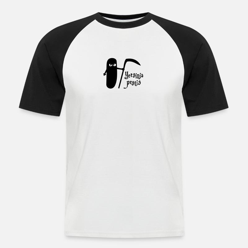 Pestbakterium - Männer Baseball-T-Shirt - Weiß/Schwarz