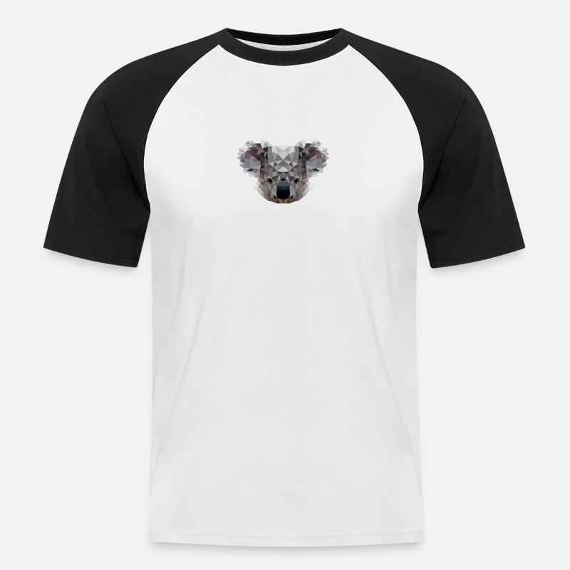 Polygon Koala - Männer Baseball-T-Shirt - Weiß/Schwarz