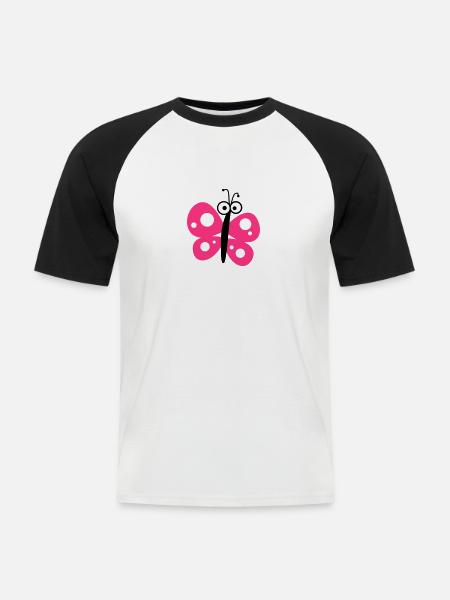 Butterfly pink - Men's Baseball T-Shirt - white/black