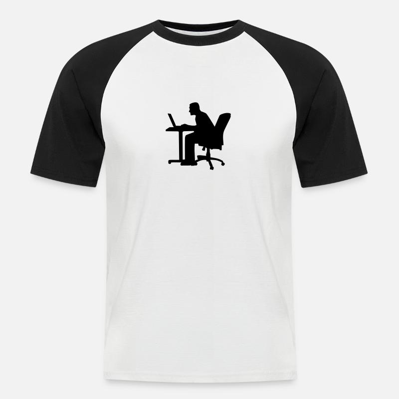 Computer - Männer Baseball-T-Shirt - Weiß/Schwarz